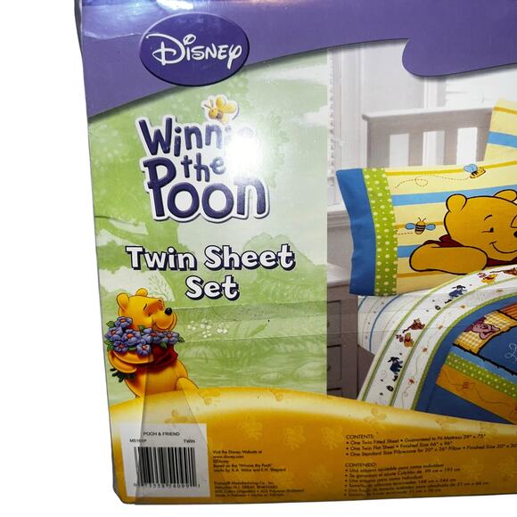 Vintage Disney Winnie the Pooh & friends twin sheet set fitted flat , pillowcase - Picture 2 of 6